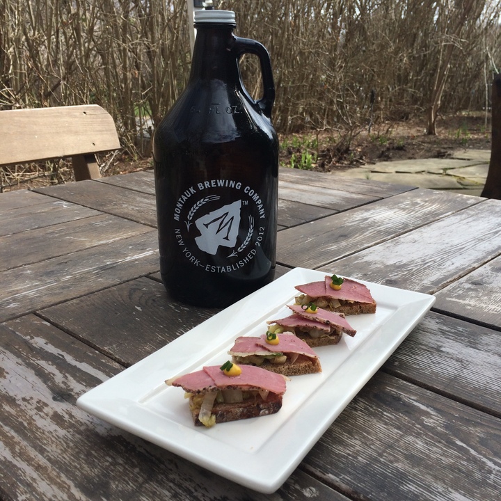 Rueben Canapés on Montauk Beer Bread Rueben Canapés on Montauk Beer Bread from Carolyn's Kitchen at Mill House Inn East Hampton NY