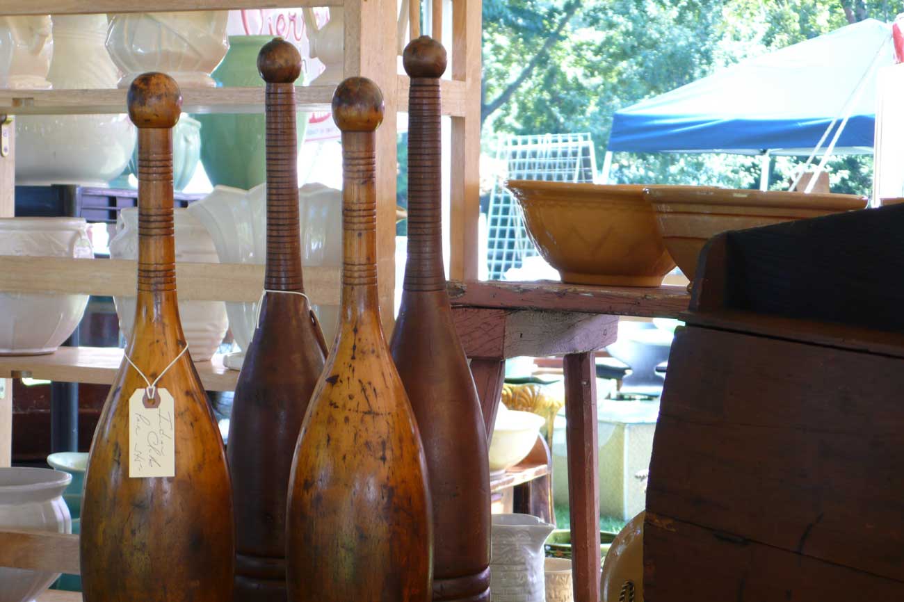 East Hampton Antiques Show - old bowling pins
