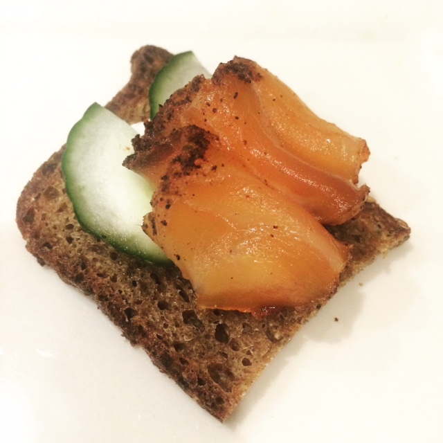 Carissa’s Pickled Rye with House Cured Salmon carissa’s pickled rye with house-cured salmon from Carolyn's Kitchen at the Mill House Inn, East Hampton NY
