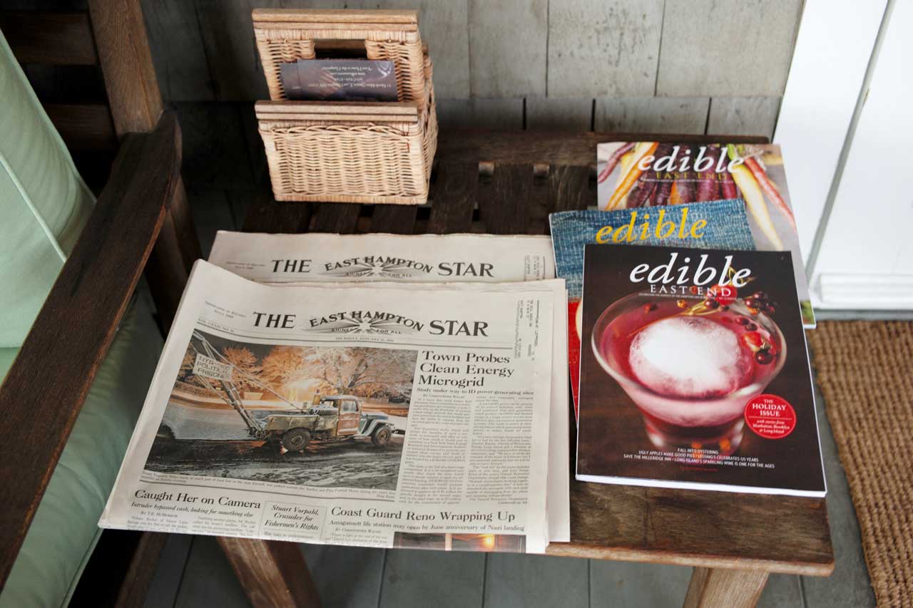 Image of Local Newspapers and magazines on the Mill House Inn Front Porch