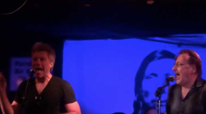 Image of Jon Bon Jovi sitting in and playing with Southside Johnny at Stephen Talkhouse Amagansett NY