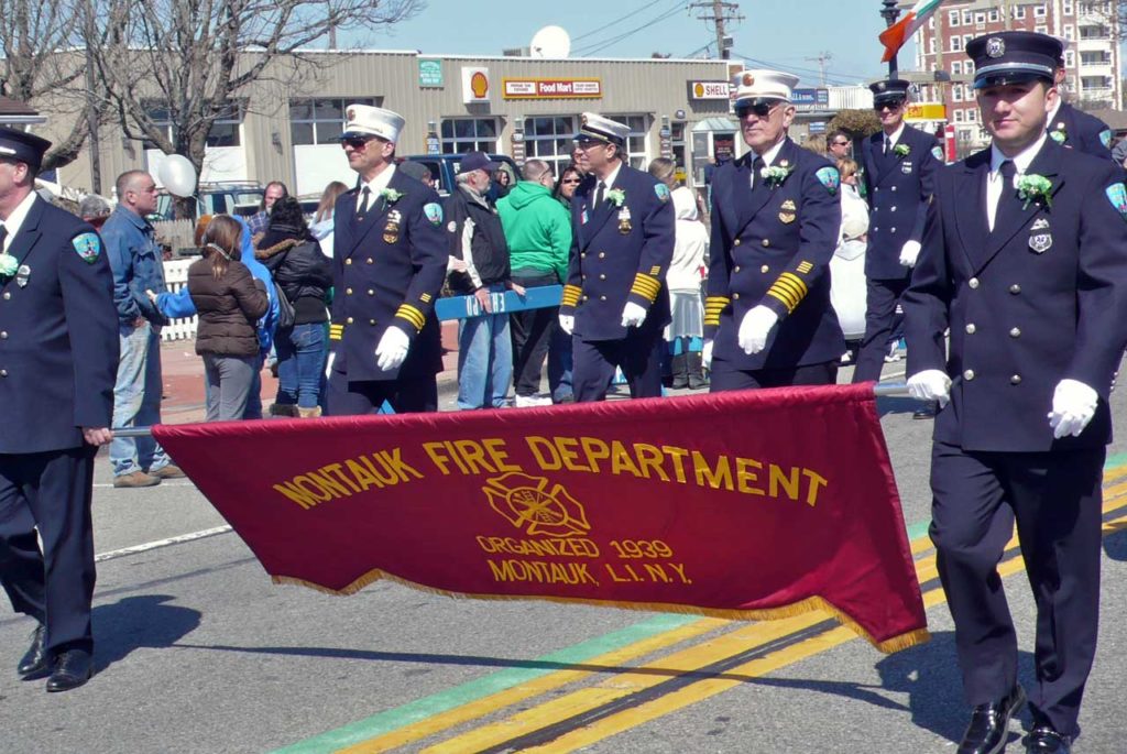 The Montauk Fire Department Marches in the St Patty’s Day Parade