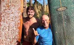 Jimmy Buffett with his Surfboard, from Instagram