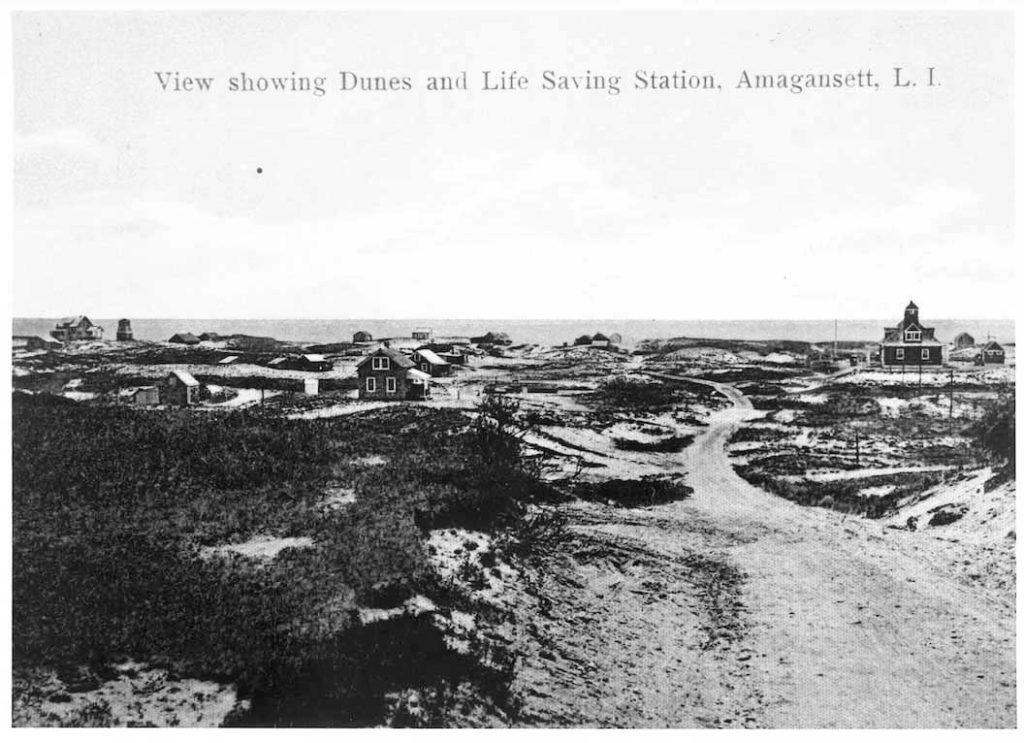 Vintage Postcard - ‘View Showing Dunes and Life Saving Station, Amagansett, L.I.’