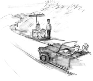 Bridgehampton Road Rally Cartoon by Charles Addams