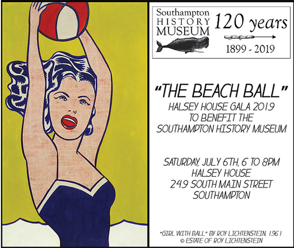 Halsey House Gala 2019 Invitation with Painting of ‘Girl With Ball’ Painting by Roy Lichtenstein