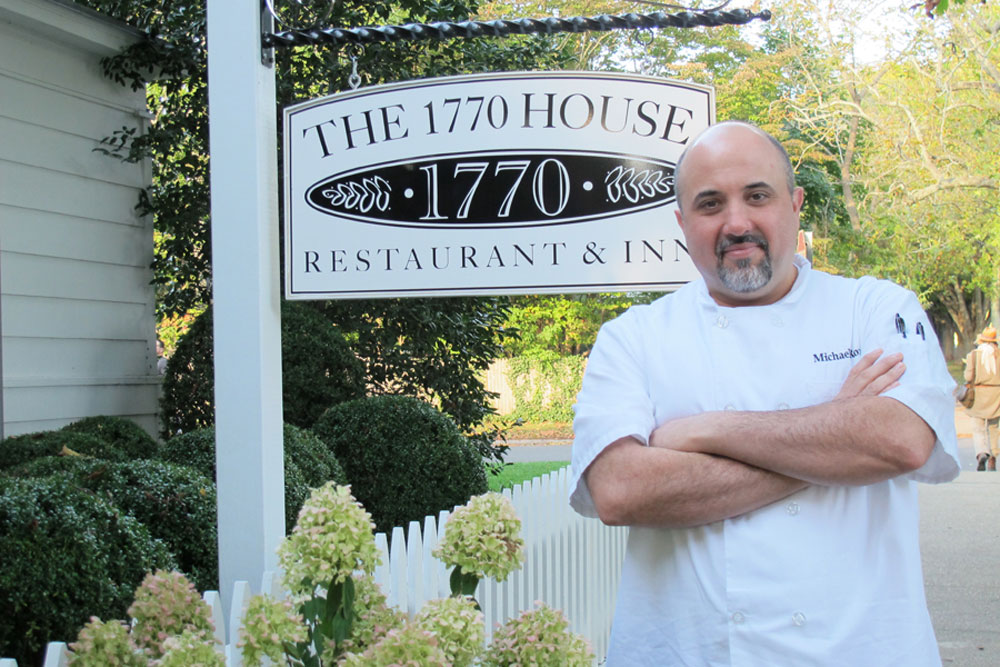 Michael Rozzi in Front of the 1770 House Sign