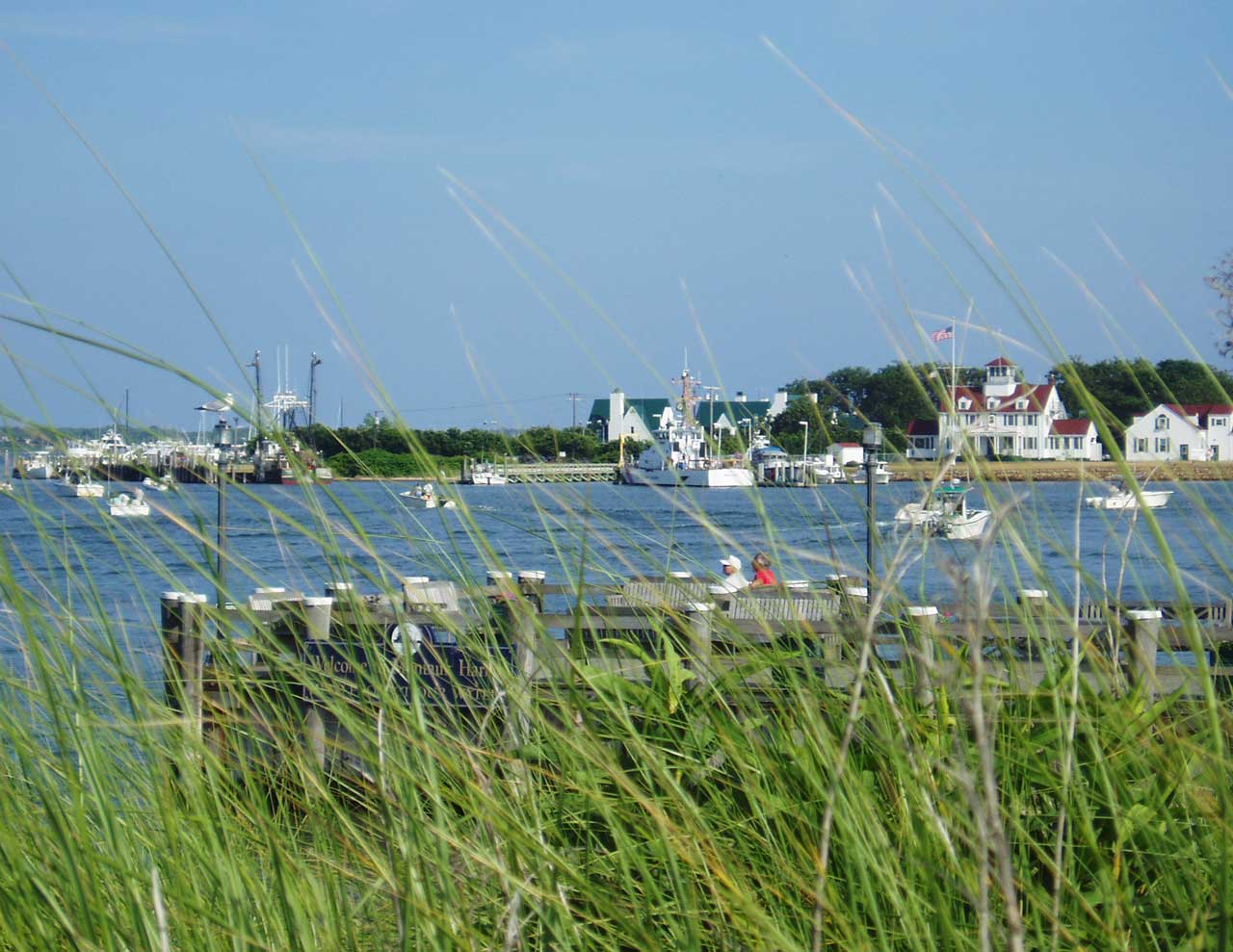 View Across Montauk Harbor at Star Island Marina and the Coast Guard Station View Across Montauk Harbor at Star Island Marina and the Coast Guard Station