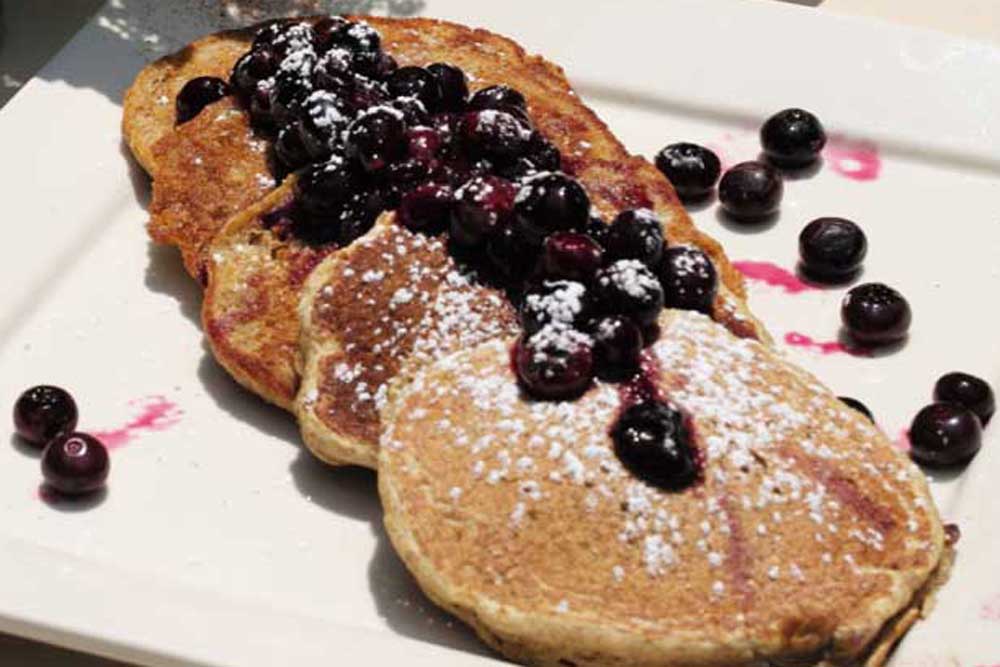 Blueberry Pancakes for Dessert