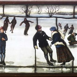 Skating on East Hampton Town Pond in Stained Glass