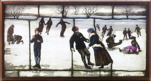 Skating on East Hampton Town Pond in Stained Glass